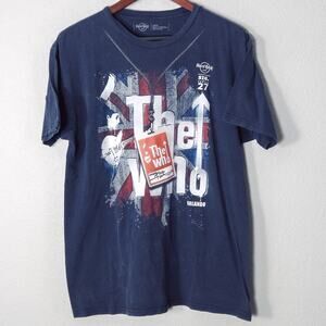 Hard Rock Cafe The Who T-Shirt Size Large Retro 90s Graphic Music Merch Blue
